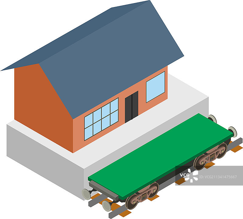 铁路平板车等距风格图标图片素材