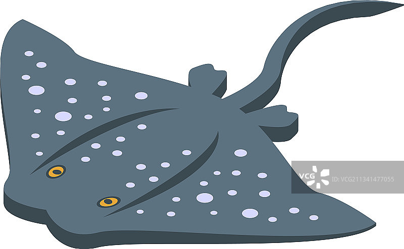 2.5D风格虚线黄貂鱼图标图片素材