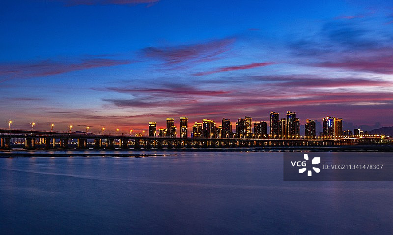 厦门集美大桥晚霞图片素材