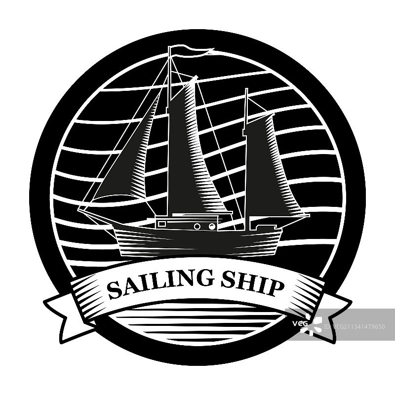 复古帆船Logo标志图片素材