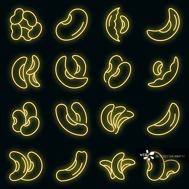 霓虹灯风格芸豆图标合集图片素材