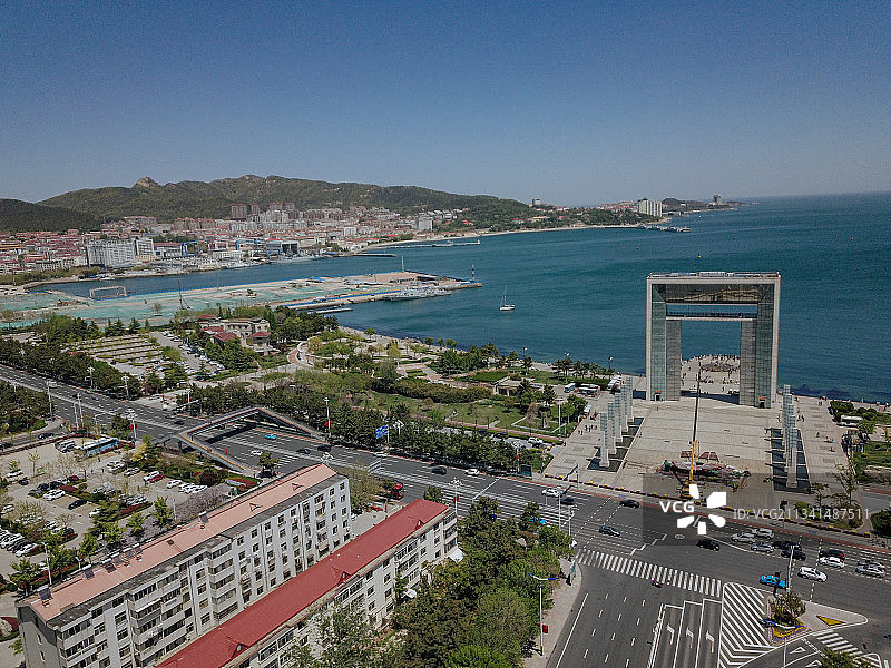 威海 环翠区 地标 航拍素材 山东 威海市 城市 商业 风光图片素材