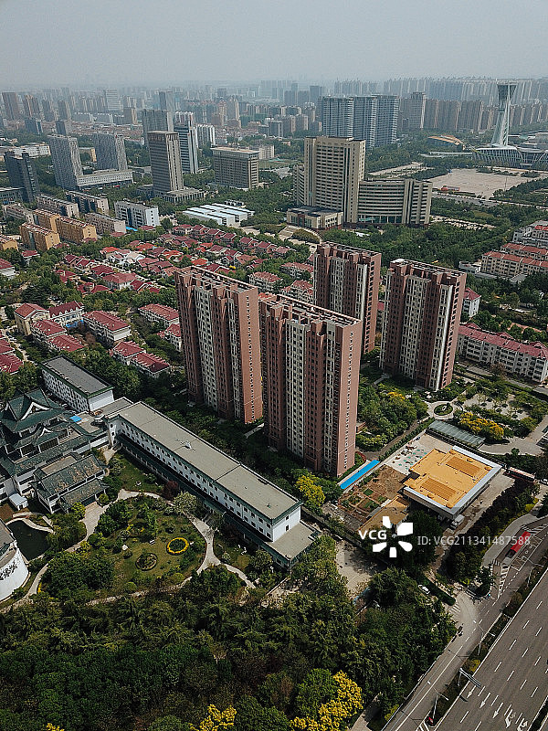 潍坊 奎文区 地标 航拍素材 山东 潍坊市 城市 商业 风光图片素材