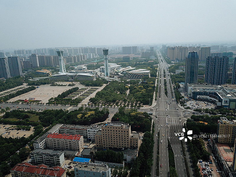 潍坊 奎文区 地标 航拍素材 山东 潍坊市 城市 商业 风光图片素材