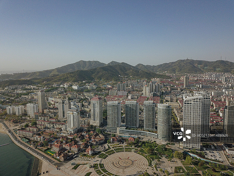 烟台 莱山区 地标 航拍素材 山东 烟台市 城市 商业 风光图片素材
