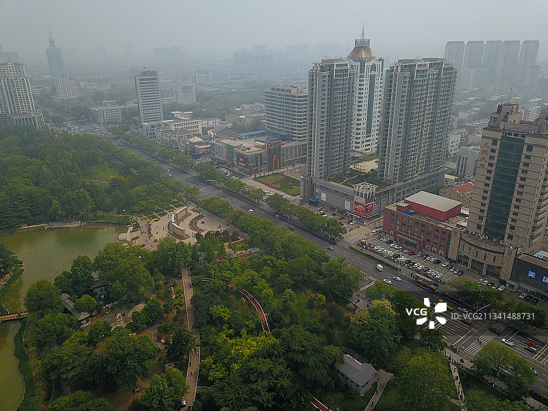 淄博 张店区 地标 航拍素材 山东 淄博市 城市 商业 风光图片素材