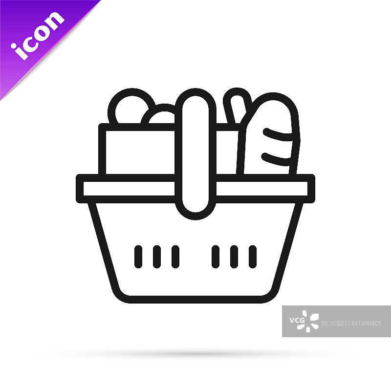 购物篮和食物图标图片素材