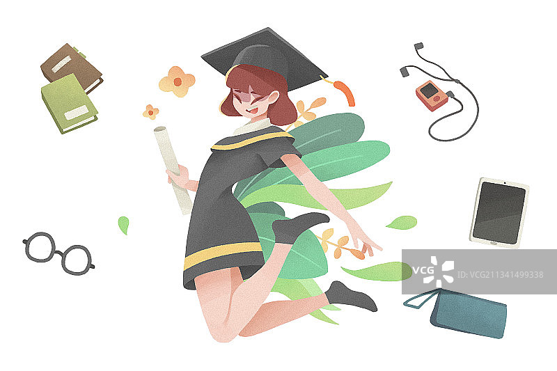 毕业季女孩拍毕业照图片素材