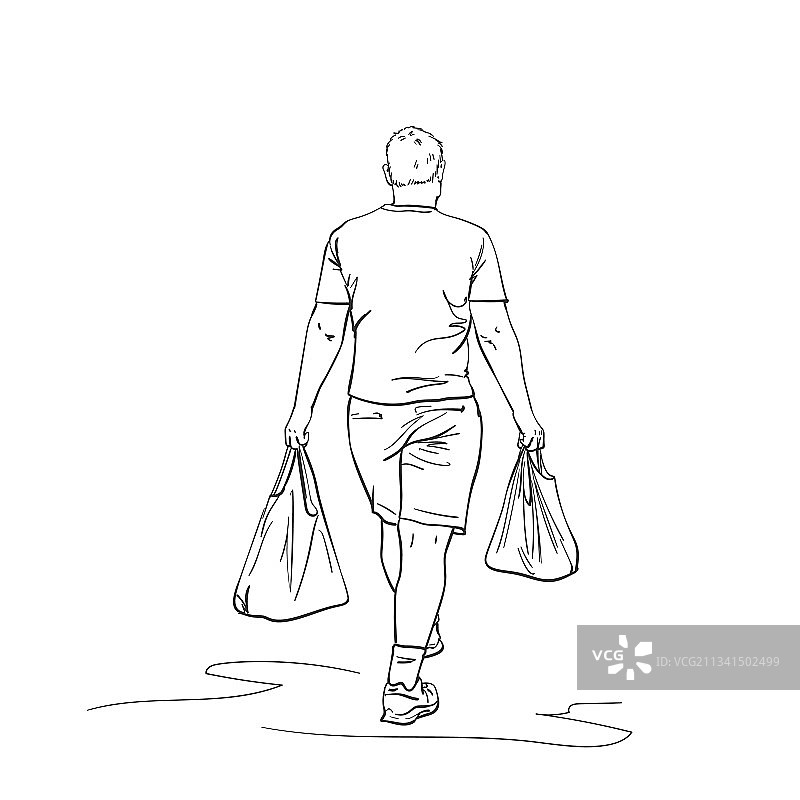 手提购物袋的男人图片素材