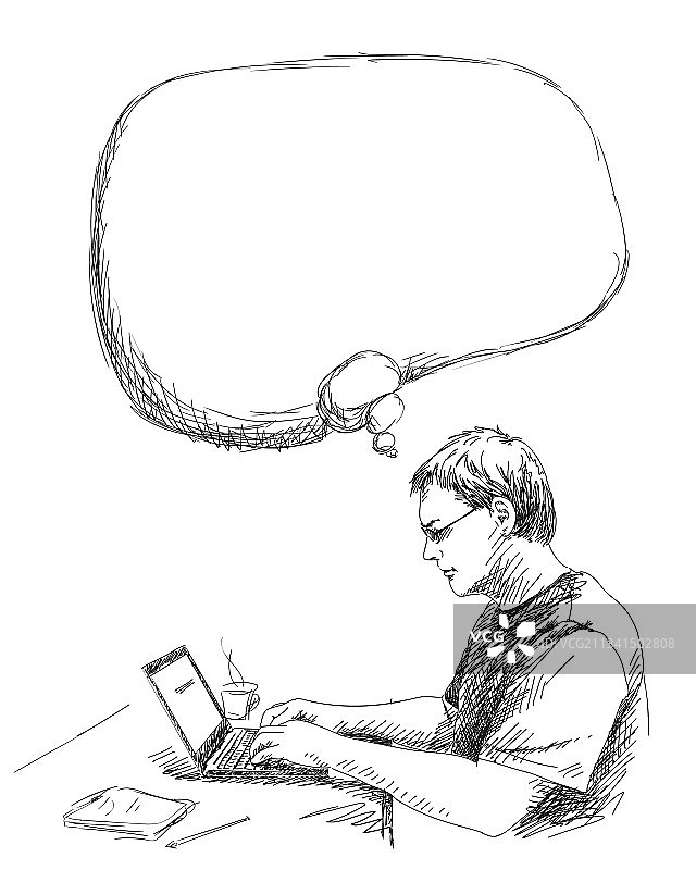 男人在家使用笔记本电脑图片素材