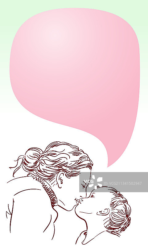 充满爱的母女亲吻图片素材