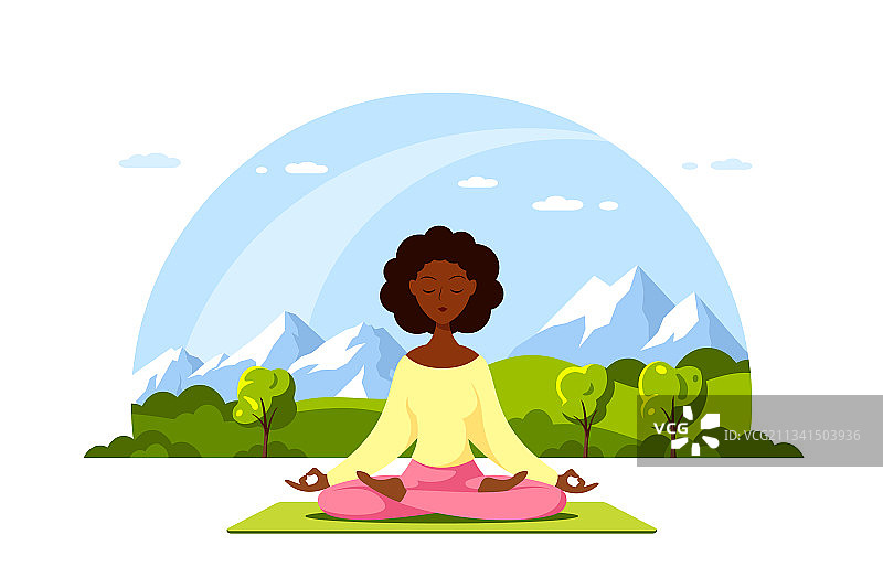 年轻女子莲花坐姿冥想图片素材