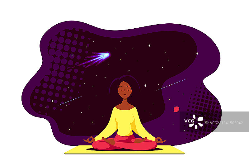 年轻女子莲花坐姿冥想图片素材