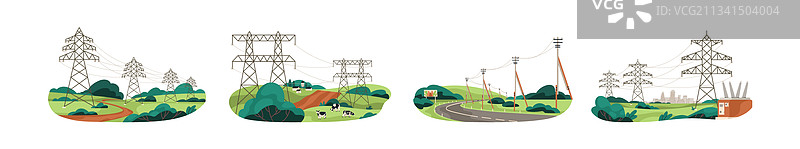 城市与自然景观套装（高楼）图片素材