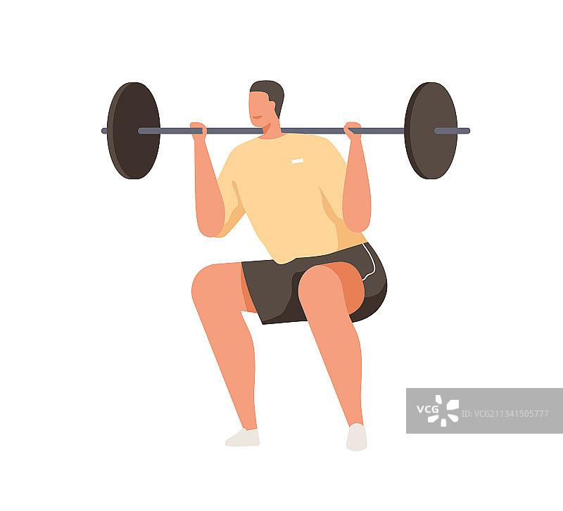男人屈膝做高杠深蹲图片素材