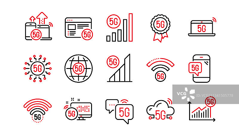 5G技术线性图标手机连接图片素材
