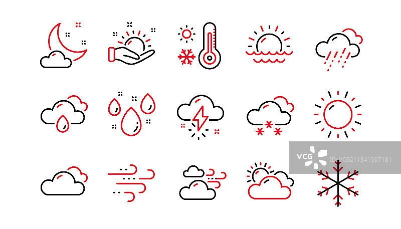 多云天气预报线性图标图片素材