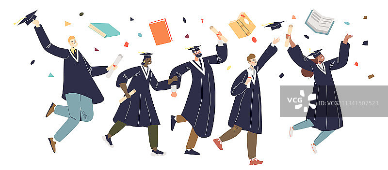 毕业学生集体跳跃庆祝图片素材