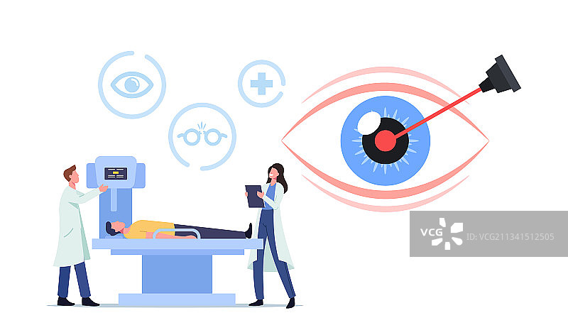 接受激光治疗的眼疾患者图片素材