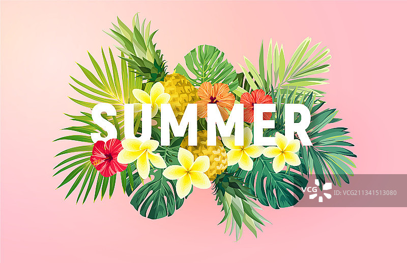 夏季热带banner或宣传单设计图片素材