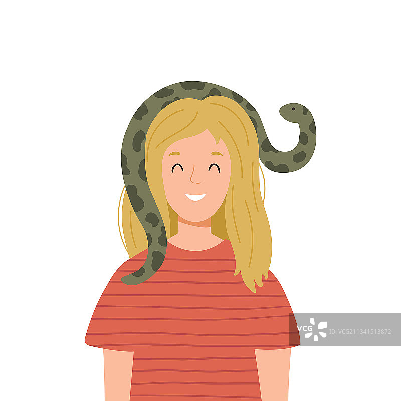拿着蛇的有趣的女人图片素材