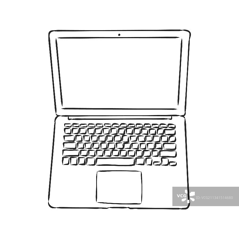 手绘笔记本电脑草图图片素材