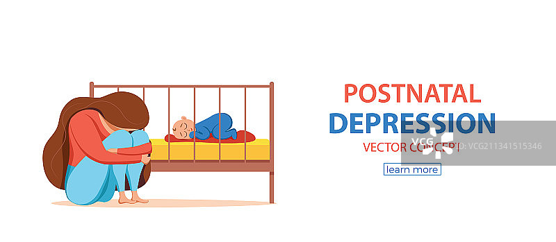 产后抑郁悲伤疲惫图片素材