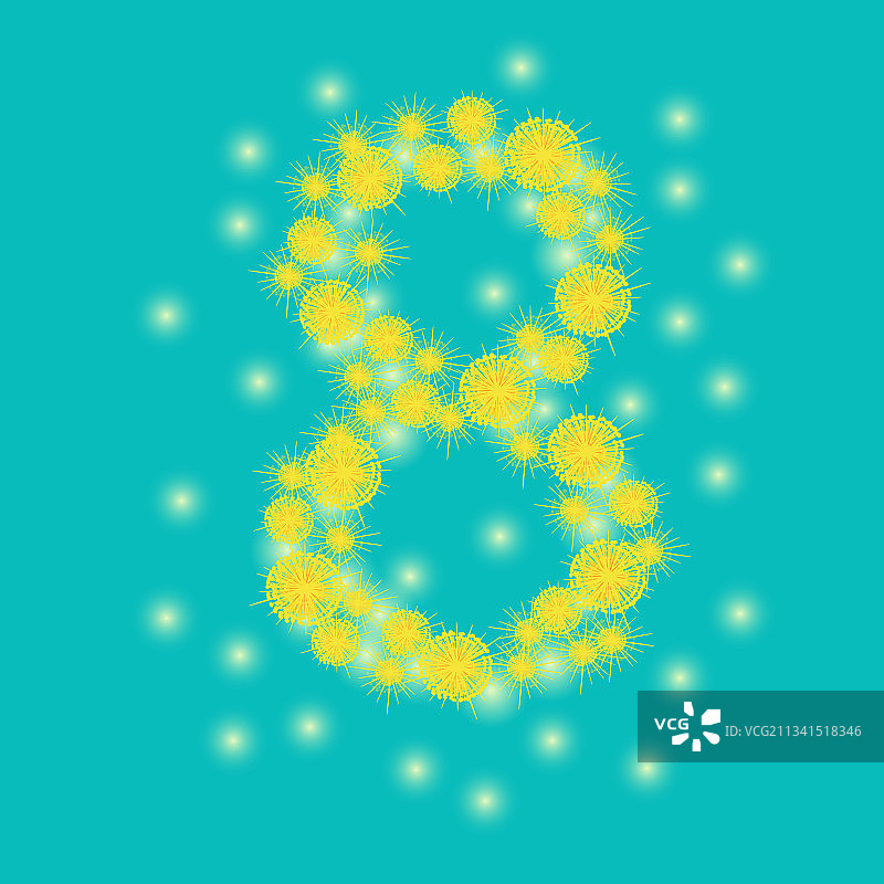 三八国际妇女节的8朵含羞草花图片素材