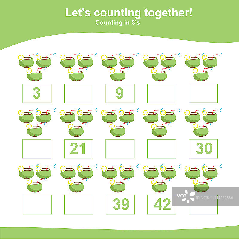 学龄前儿童椰子计数游戏图片素材