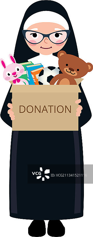 基督教修女拿着一个捐款箱图片素材