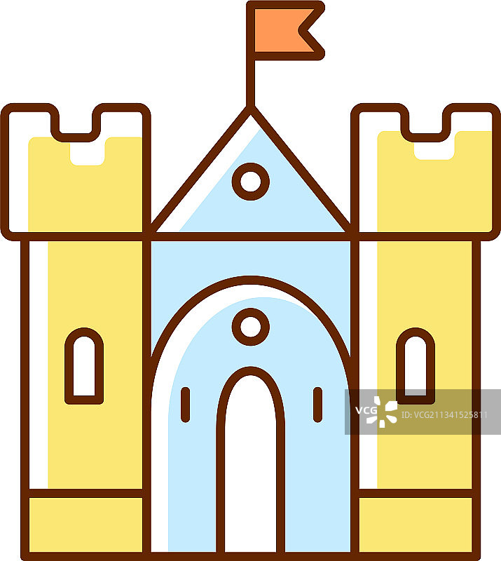 中世纪城堡RGB颜色图标图片素材