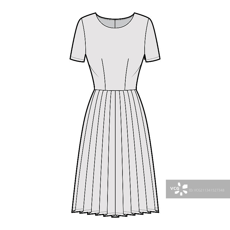 带褶皱的连衣裙技术时尚设计图片素材