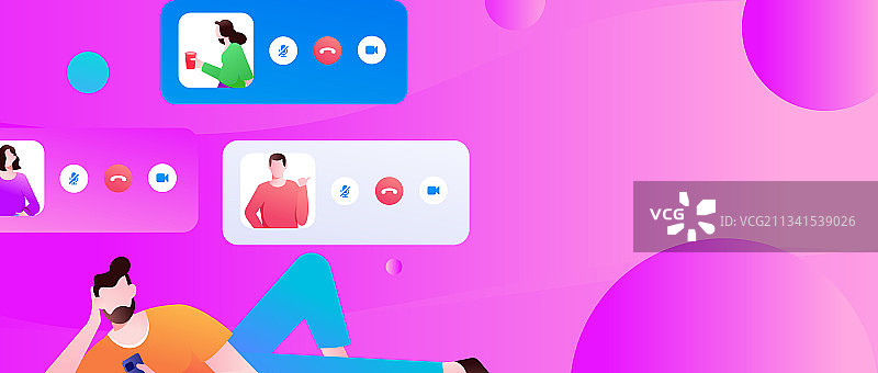 远程视频会议沟通人物扁平矢量概念运营插画图片素材