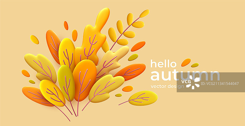 你好秋天3D简约背景图片素材