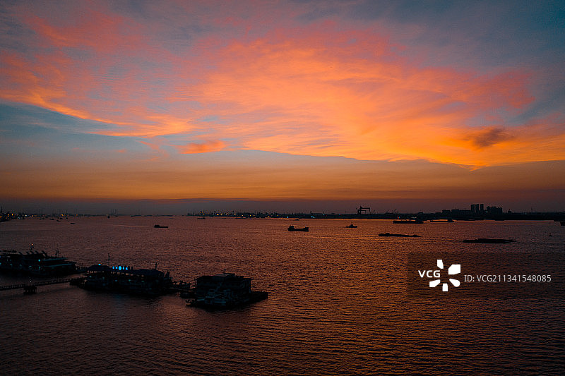 长江晚霞图片素材