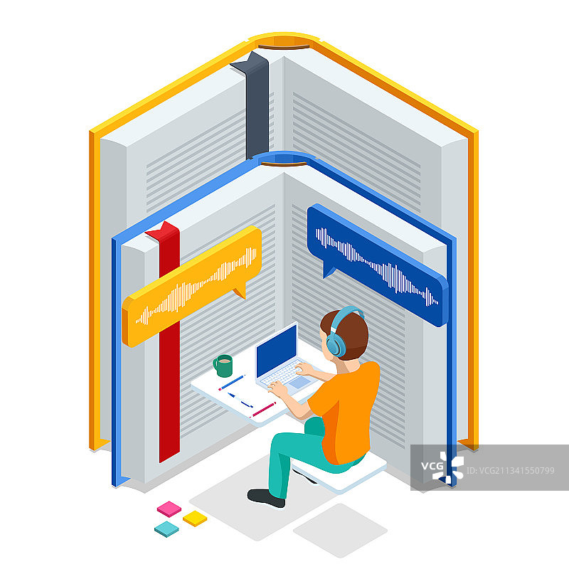 2.5D有声读物电子书概念图片素材