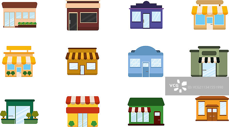 店铺建筑图标合集图片素材
