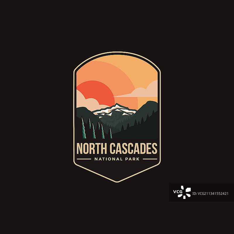 北喀斯喀特国家公园徽章补丁标志图片素材