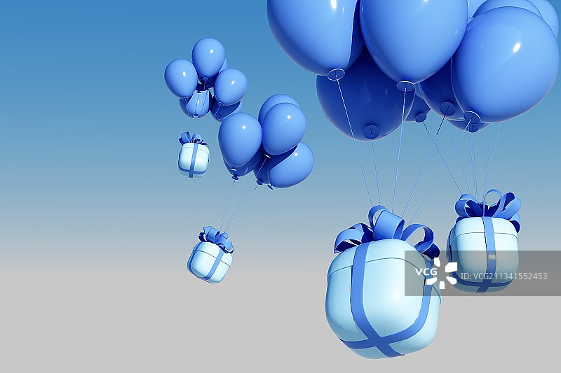 3d渲染的气球和礼盒图片素材