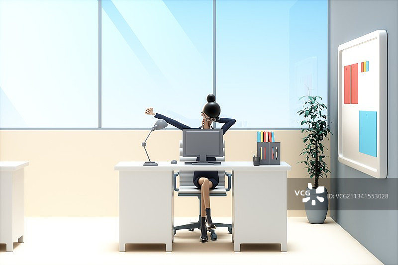 3d渲染的卡通商务女性图片素材