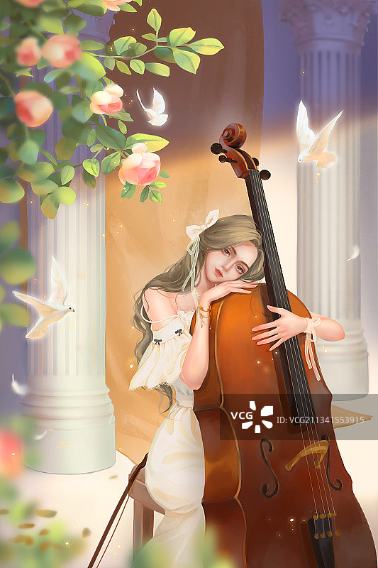 大提琴少女图片素材