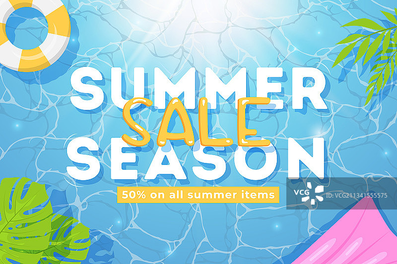 蓝色夏季促销banner顶视图图片素材