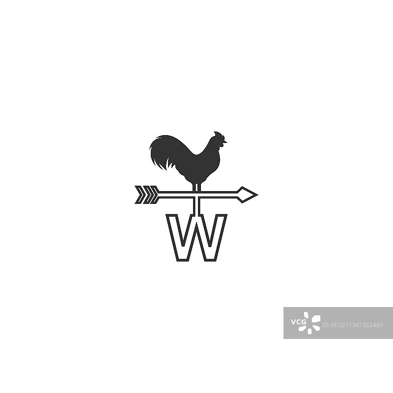 公鸡风向标W字母图标设计图片素材
