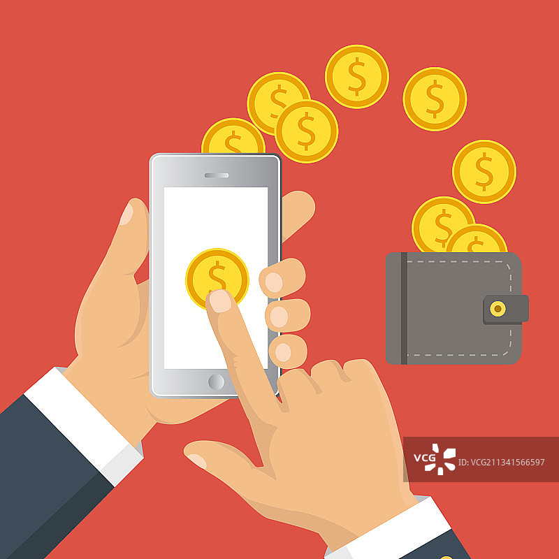 扁平卡通风格汇款图片素材