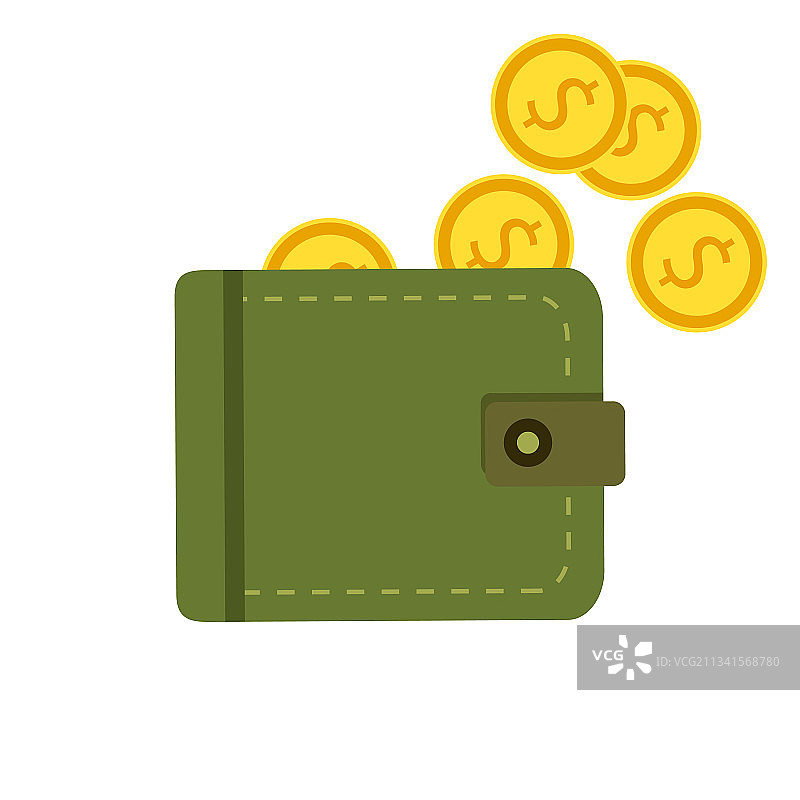装有硬币信用卡的扁平钱包图片素材