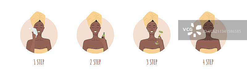 非洲女性面部按摩步骤图片素材