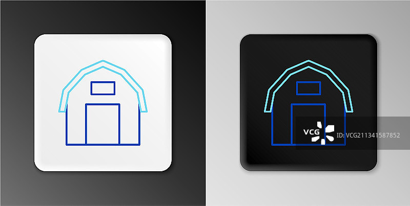 线农场房屋图标隔离在灰色背景上图片素材