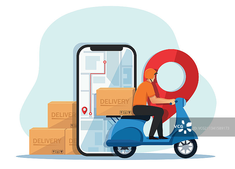 送货员骑滑板车摩托车图片素材