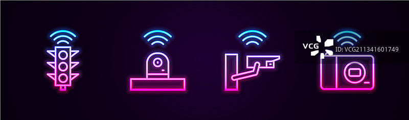 智能交通灯和安全摄像头组合图片素材