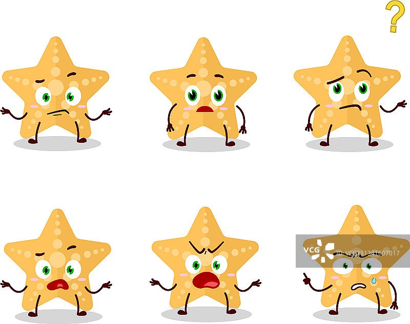 带有问号的黄色海星卡通人物图片素材
